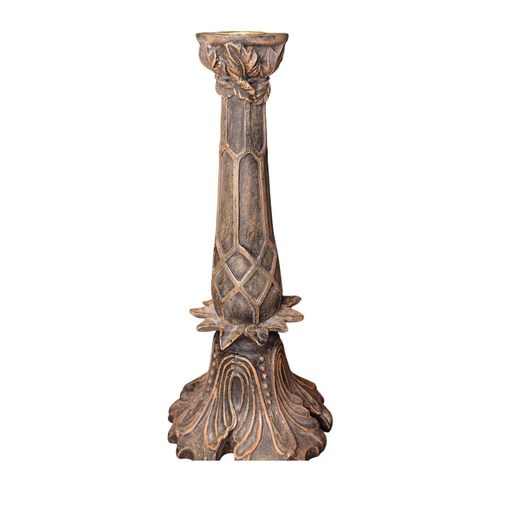 Vintage Tall Single Ornate‎ Brown Candlestick Holder Home Decor